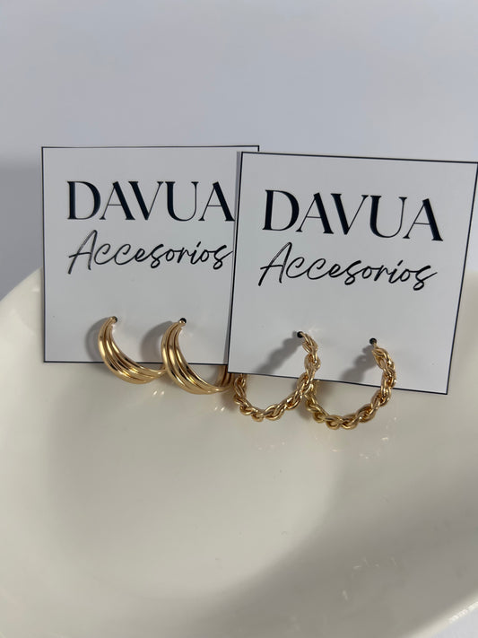 Set x2 Aros Texturados Gruesos