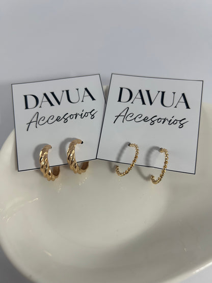 Set x2 aros Texturados Finos